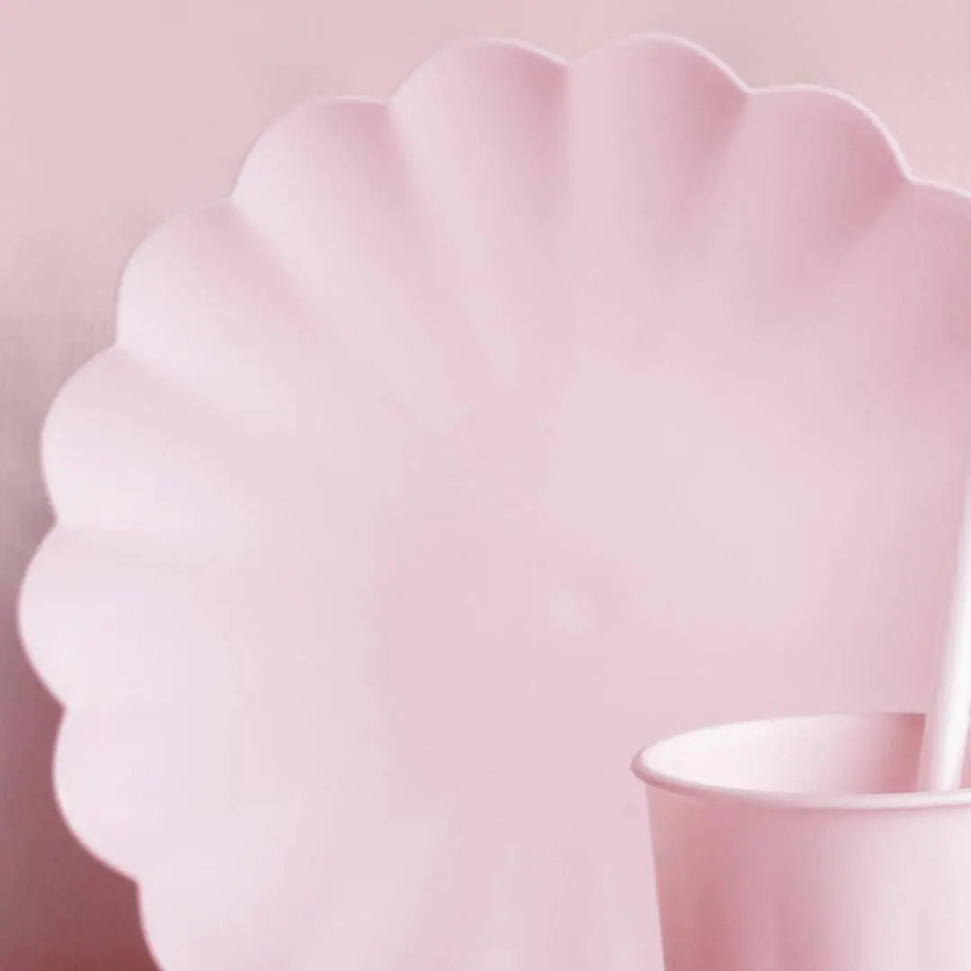 Pastel Pink Reusable Plates - Baby Pink Party Plates - Light Pink Birthday Party Decorations - Picnic Plastic Plates - Pack Of 4 - Jolie Fete UK