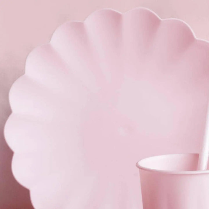 Pastel Pink Reusable Plates - Baby Pink Party Plates - Light Pink Birthday Party Decorations - Picnic Plastic Plates - Pack Of 4 - Jolie Fete UK