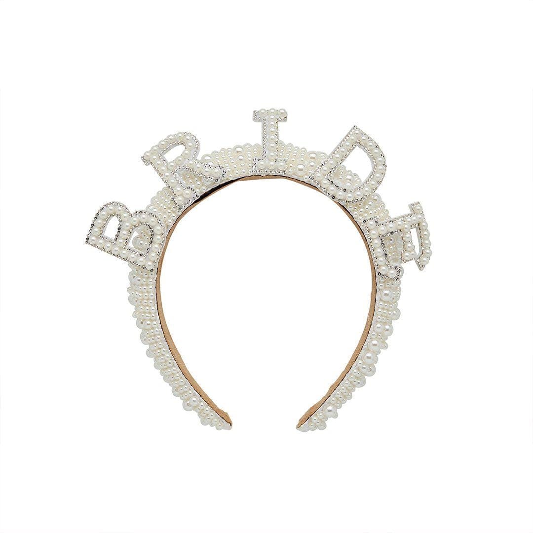 Pearl Bride Headband - She’s Tying The Knot Hen Party Accessory - Faux Pearl Encrusted Bride To Be Crown - Coquette Wedding Hair-Hootyballoo - Jolie Fete UK