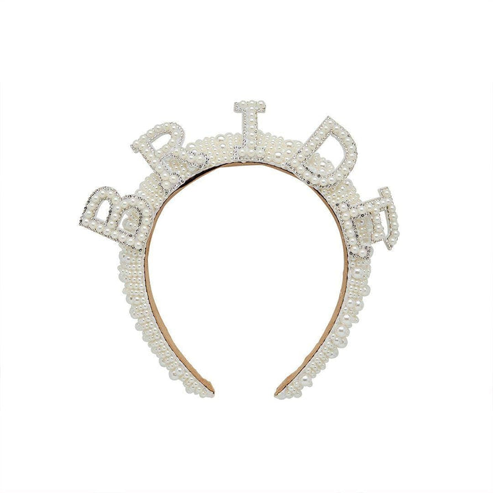 Pearl Bride Headband - She’s Tying The Knot Hen Party Accessory - Faux Pearl Encrusted Bride To Be Crown - Coquette Wedding Hair-Hootyballoo - Jolie Fete UK