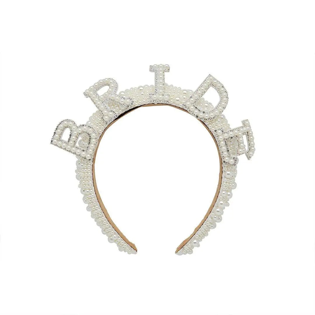 Pearl Bride Headband - She’s Tying The Knot Hen Party Accessory - Faux Pearl Encrusted Bride To Be Crown - Coquette Wedding Hair-Hootyballoo - Jolie Fete UK