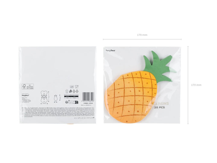 Pineapple Paper Napkins - Summer Tropical Party Decor - Fruit Shape Napkin - Luau Birthday Party - Garden BBQ Supplies - Pack Of 20 - Jolie Fete UK