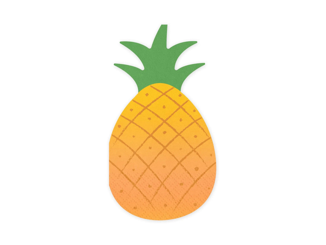 Pineapple Paper Napkins - Summer Tropical Party Decor - Fruit Shape Napkin - Luau Birthday Party - Garden BBQ Supplies - Pack Of 20 - Jolie Fete UK