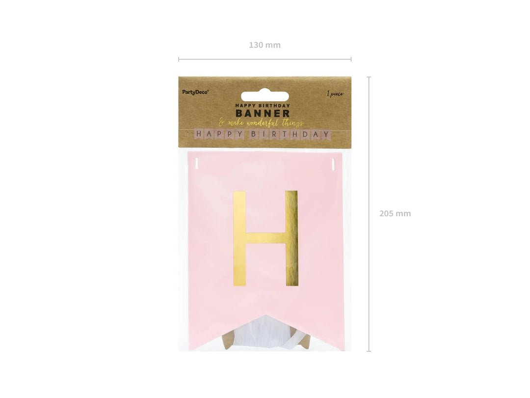Happy Birthday Banner - Pink Birthday Party Bunting - Pastel Pink Garland - Girls Birthday Party Decorations - Pink & Gold Party Decor - DIY - Jolie Fete UK