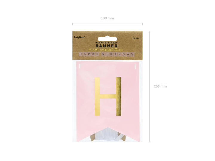 Happy Birthday Banner - Pink Birthday Party Bunting - Pastel Pink Garland - Girls Birthday Party Decorations - Pink & Gold Party Decor - DIY - Jolie Fete UK