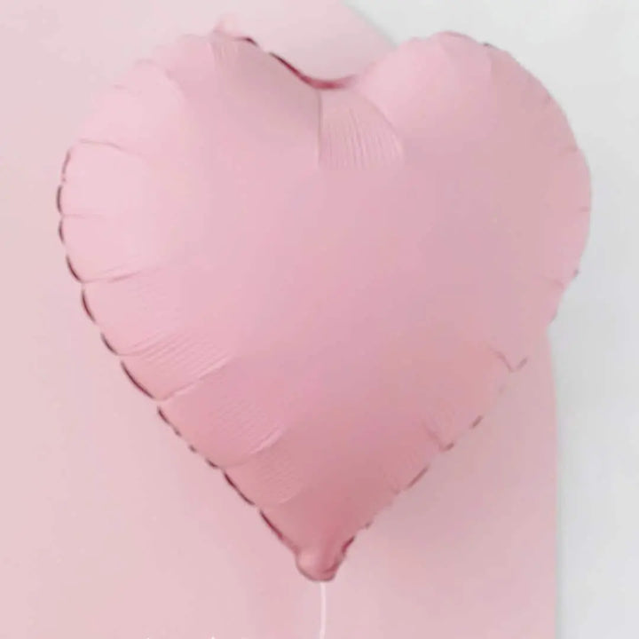 Pink Heart Foil Balloon 45cm - Pastel Pink Mylar Heart Balloon - Romantic Birthday Decor - Baby Shower - Anniversary Party Supplies - Jolie Fete UK