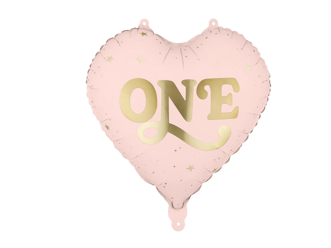 Pink Heart ONE Foil Balloon - Girls 1st Birthday Decoration - One Little Mouse Party Supplies - First Birthday Toddler Milestone Decor - Jolie Fete UK