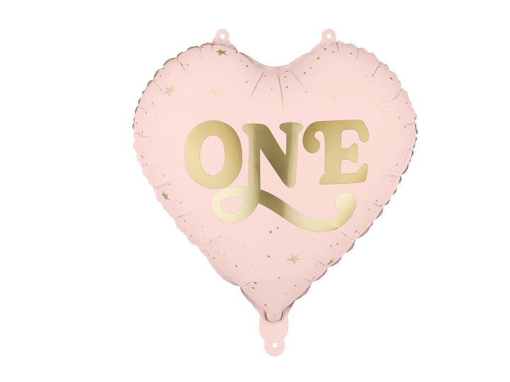 Pink Heart ONE Foil Balloon - Girls 1st Birthday Decoration - One Little Mouse Party Supplies - First Birthday Toddler Milestone Decor - Jolie Fete UK