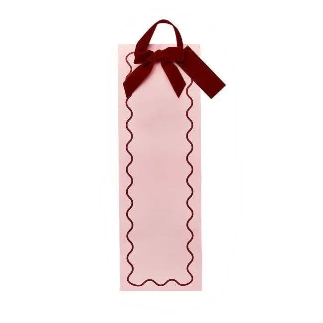 Pink & Red Velvet Bow Wine Bottle Bag - Champagne Gift Bag - Bubbly Bottle Cover - Birthday, Christmas Gift Wrap - Party Favour Bag - Jolie Fete UK