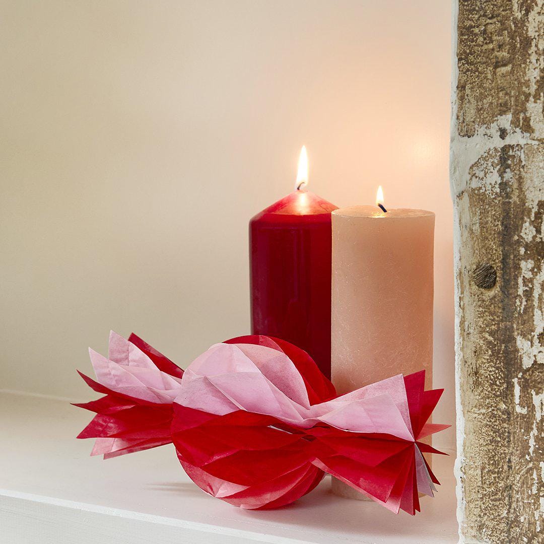 Honeycomb Sweets - Pink & Red Honeycomb Christmas Candy Decorations - Christmas Decorations - Holiday Decor - Pack Of 4 - Jolie Fete UK