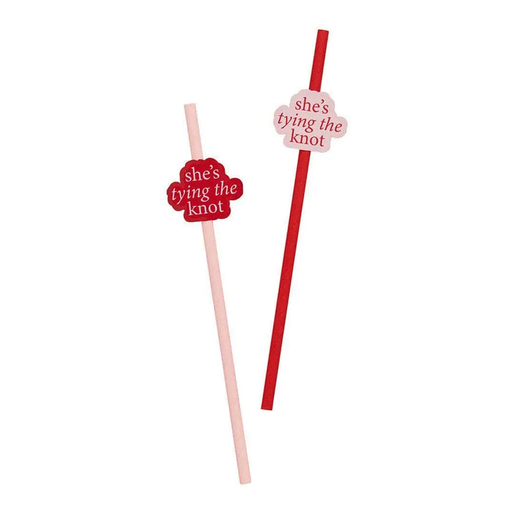 Pink & Red Hen Party Paper Straws - She’s Tying The Knot Decorations - Coquette Hen Do Straws - Two Mixed Designs - Hootyballoo - Pack Of 16 - Jolie Fete UK