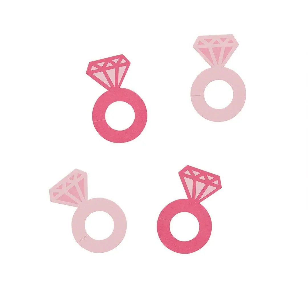 Hen Party Pink Ring Glass Markers - She’s Tying The Knot Drink Charms - Coquette Bride To Be Party Decorations - Hootyballoo - Pack of 12 - Jolie Fete UK