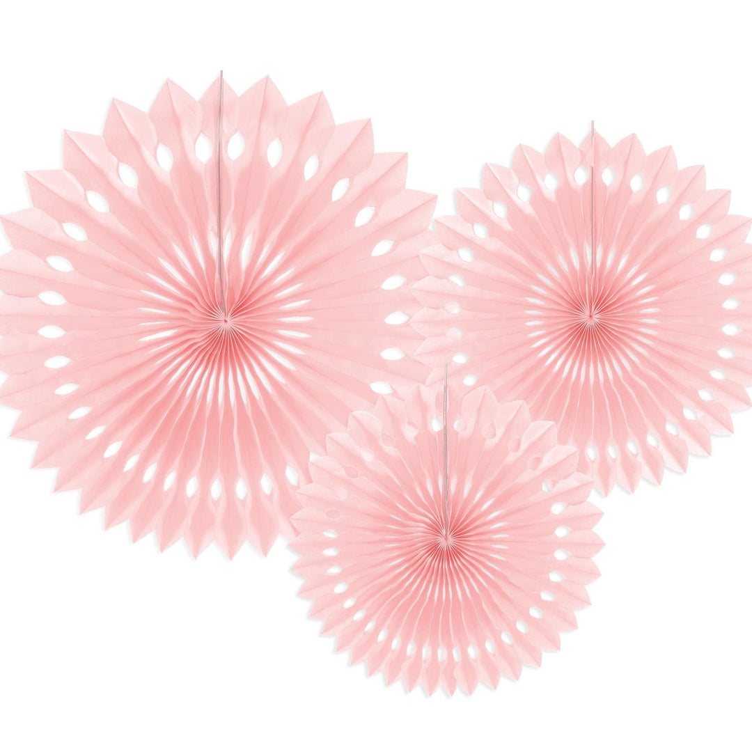 Pink Tissue Paper Rosettes - Pink Birthday Party Fan Decorations - Party Wall Decorations - Hanging Decorations - Pack Of 3 - Jolie Fete UK