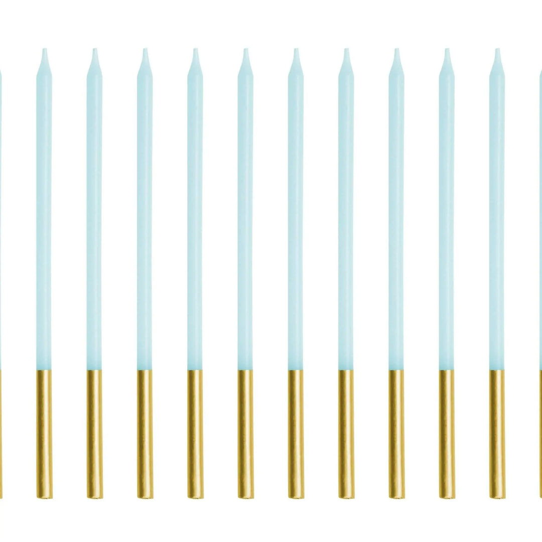 Light Blue Candles - Plain Pastel Blue Cake Candles - Straight Candles - Blue Party Decorations - Birthday Cake Candles - 14cm - Pack Of 12 - Jolie Fete UK