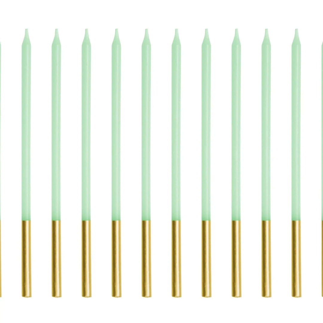 Light Green Candles - Plain Pastel Green Cake Candles - Straight Candles - Green Party Decorations - Birthday Cake Candles - 14cm-Pack Of 12 - Jolie Fete UK