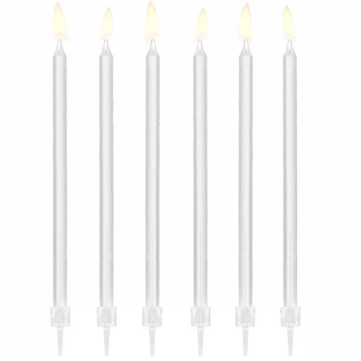 White Candles - Plain Tall White Cake Candles - Straight Candles - White Party Decorations - Birthday Cake Candles - 14cm - Pack Of 12 - Jolie Fete UK