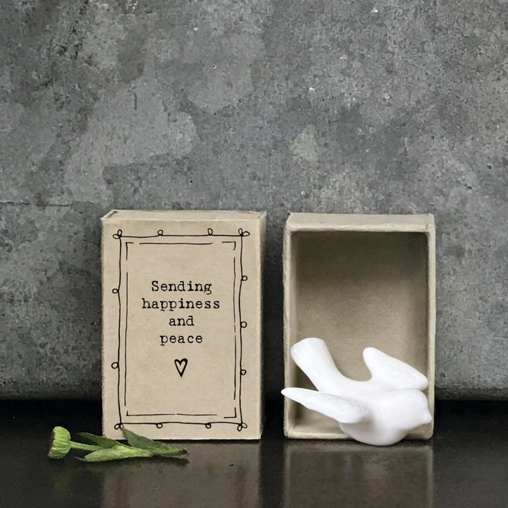 Porcelain Dove Matchbox Gift - Happiness & Peace - Gift For Friend Or Loved One - Friendship Gifts - Mini White Porcelain Dove-East Of India - Jolie Fete UK