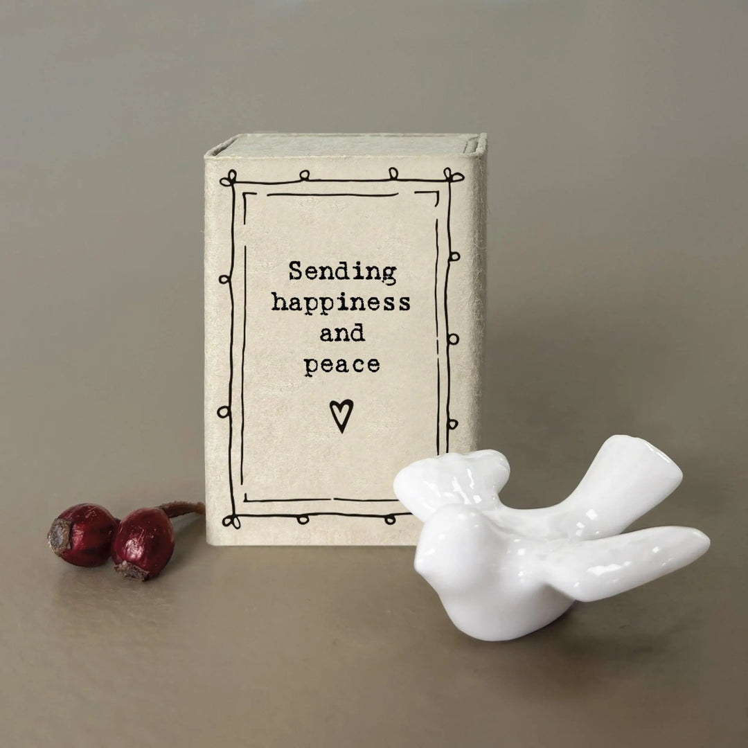 Porcelain Dove Matchbox Gift - Happiness & Peace - Gift For Friend Or Loved One - Friendship Gifts - Mini White Porcelain Dove-East Of India - Jolie Fete UK