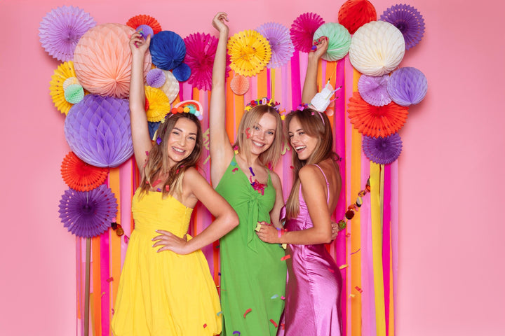 Purple Tissue Paper Rosettes - Lavender Birthday Party Fan Decorations - Party Wall Decorations - Hanging Decorations - Pack Of 3 - Jolie Fete UK