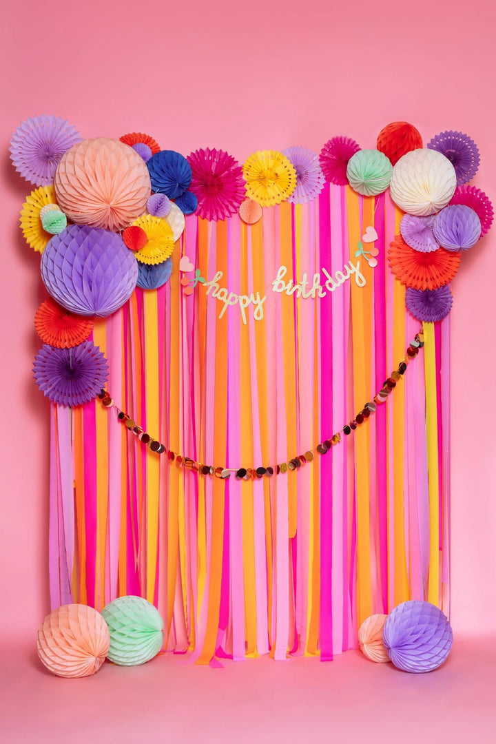 Purple Tissue Paper Rosettes - Lavender Birthday Party Fan Decorations - Party Wall Decorations - Hanging Decorations - Pack Of 3 - Jolie Fete UK
