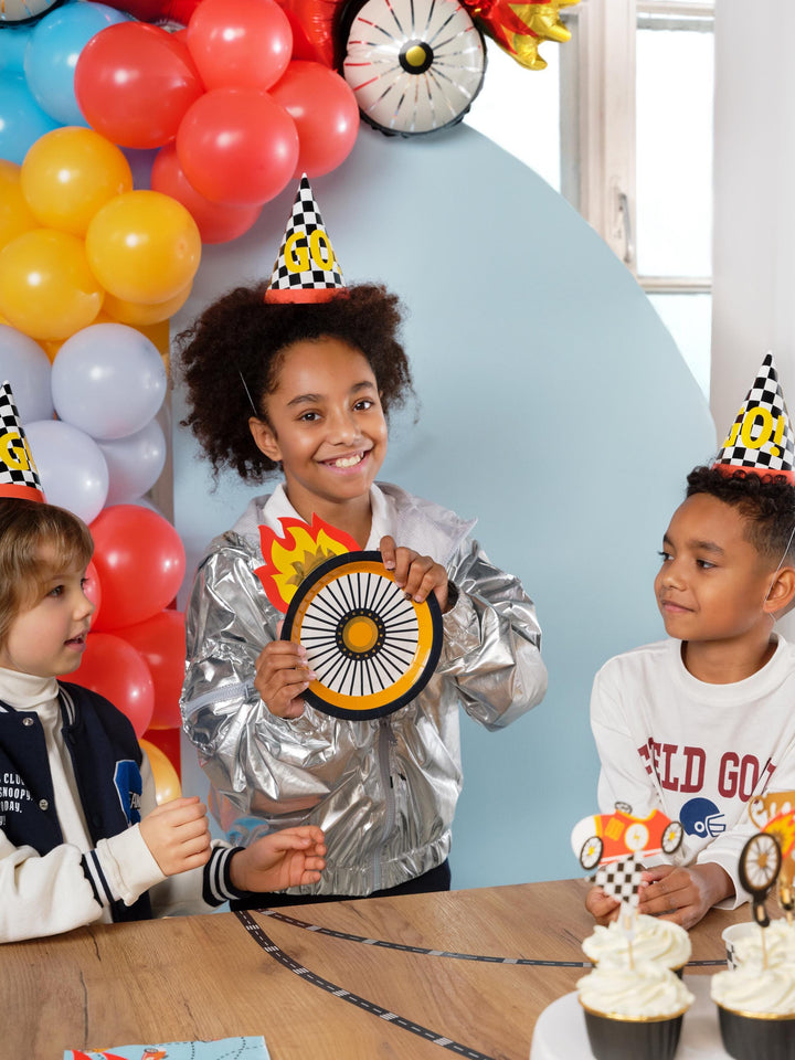 Racing Car Cupcake Toppers - Checkered Flag Cat Topper - Racing Car Party - F1 Theme - Kids Birthday Party Supplies - Pack Of 4 - Jolie Fete UK