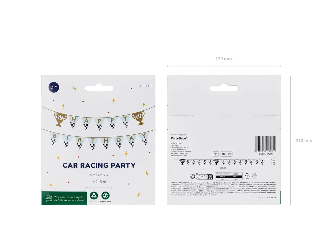 Happy Birthday Banner - Racing Car Birthday Party Bunting - Birthday Decorations - Racing Car Party - F1 Theme -Kids Birthday Party Supplies - Jolie Fete UK