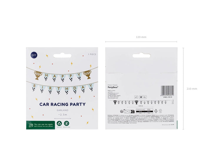 Happy Birthday Banner - Racing Car Birthday Party Bunting - Birthday Decorations - Racing Car Party - F1 Theme -Kids Birthday Party Supplies - Jolie Fete UK