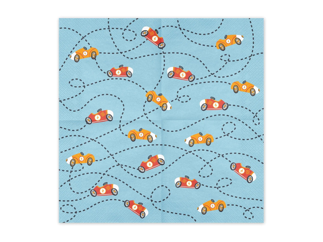 Racing Car Napkins - Racing Cars Party Paper Napkins - Racing Car Party Supplies - F1 Theme - Kids Birthday Party Supplies - Pack Of 12 - Jolie Fete UK