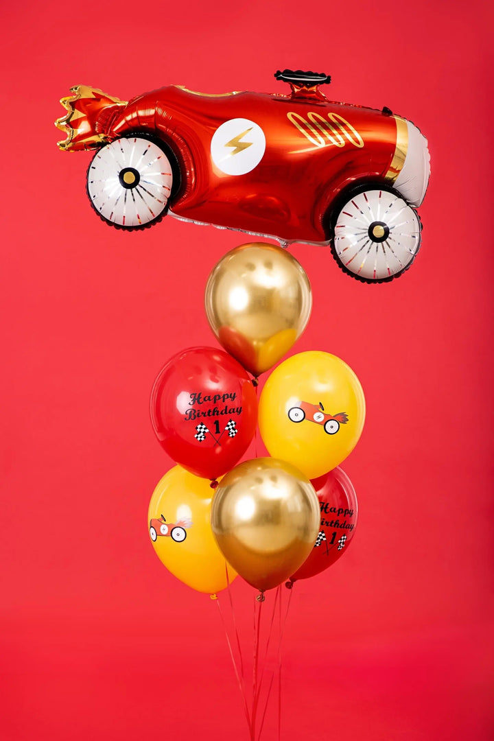Racing Car Party Balloons - Racing Car Birthday Party Decorations - Racing Car Party - F1 Theme - Kids Birthday Party Supplies - Pack Of 6 - Jolie Fete UK