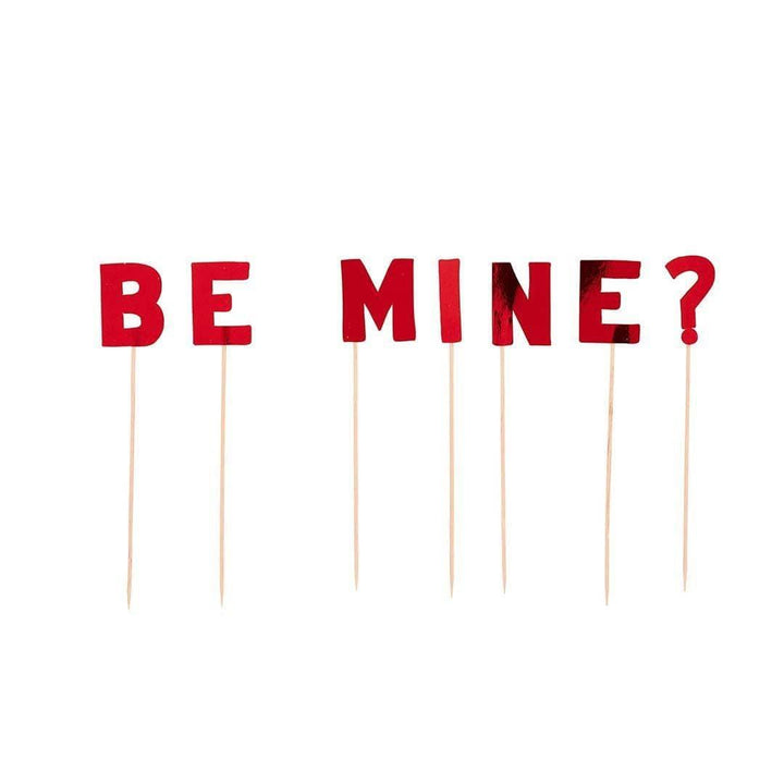 Red Be Mine Cake Topper - Valentine’s Day Cake Decoration - Romantic Proposal Cake Sign - Jolie Fete UK