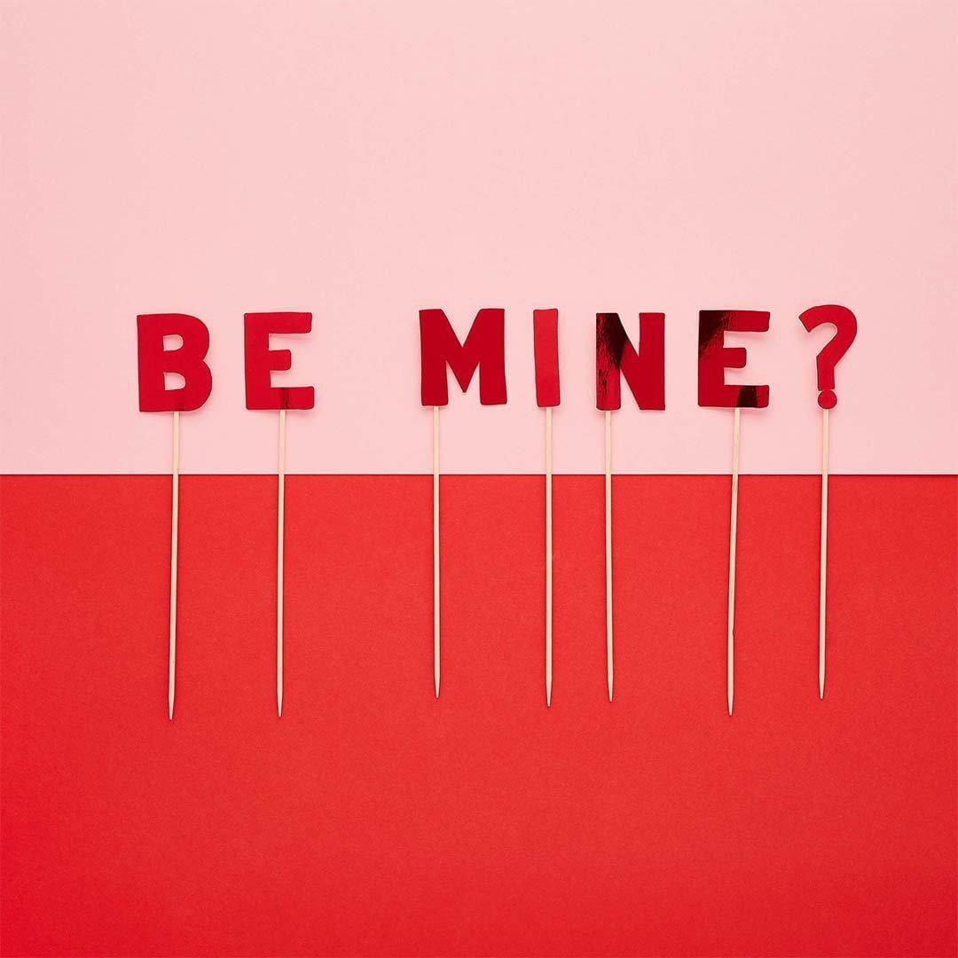 Red Be Mine Cake Topper - Valentine’s Day Cake Decoration - Romantic Proposal Cake Sign - Jolie Fete UK