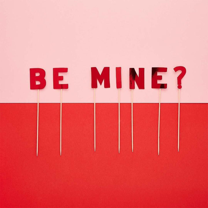 Red Be Mine Cake Topper - Valentine’s Day Cake Decoration - Romantic Proposal Cake Sign - Jolie Fete UK