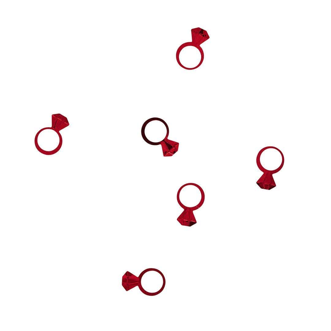 Red Diamond Ring Table Confetti - She’s Tying The Knot Hen Party Decorations - 14g Metallic Table Scatter - Coquette Bride To Be Decor - Jolie Fete UK