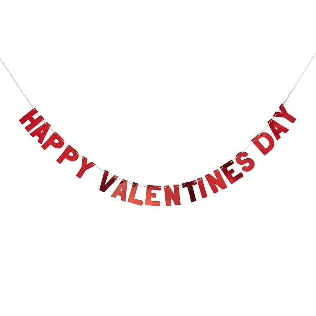 Red Happy Valentines Day Banner - Romantic Valentine’s Day Decor - 2m - Jolie Fete UK