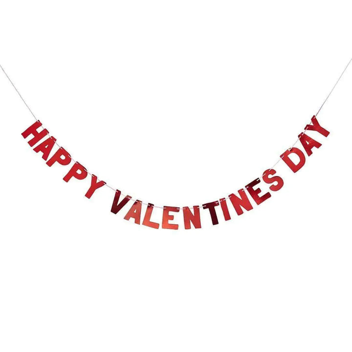 Red Happy Valentines Day Banner - Romantic Valentine’s Day Decor - 2m - Jolie Fete UK