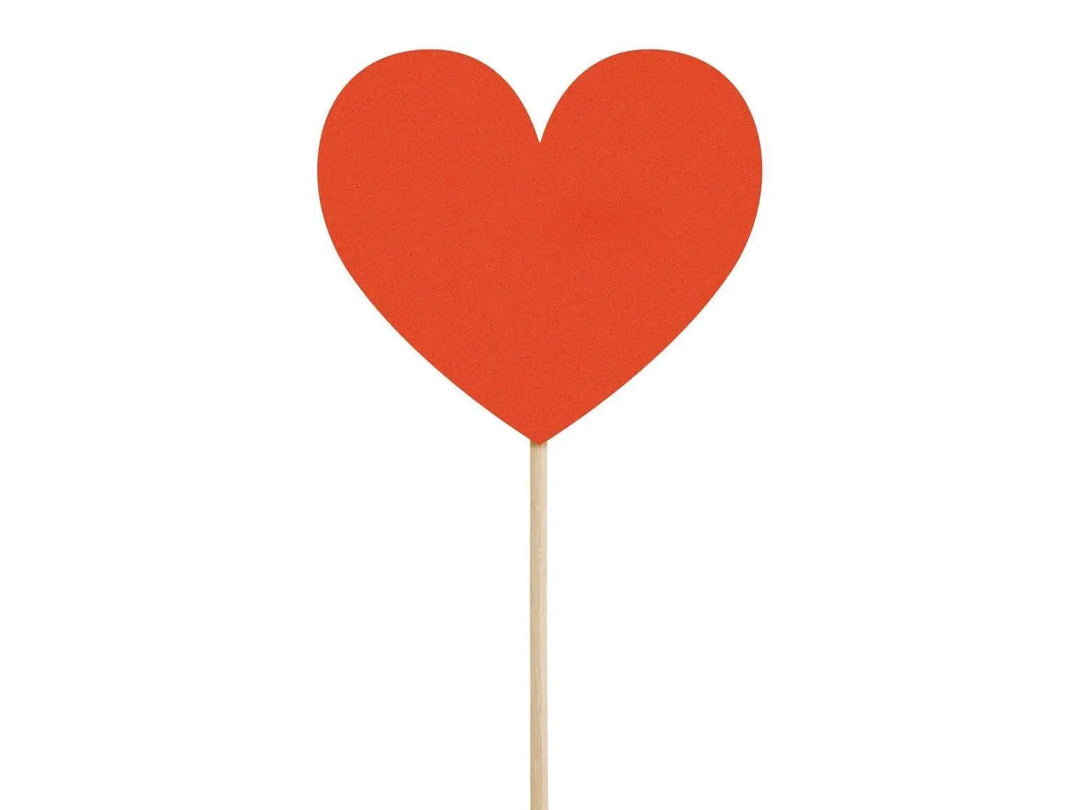 Red Heart Shaped Cake Toppers - Red Heart Cupcake Decorations - Valentine's Day Party - Valentines Decor - Hen Party Napkins - Pack of 6 - Jolie Fete UK