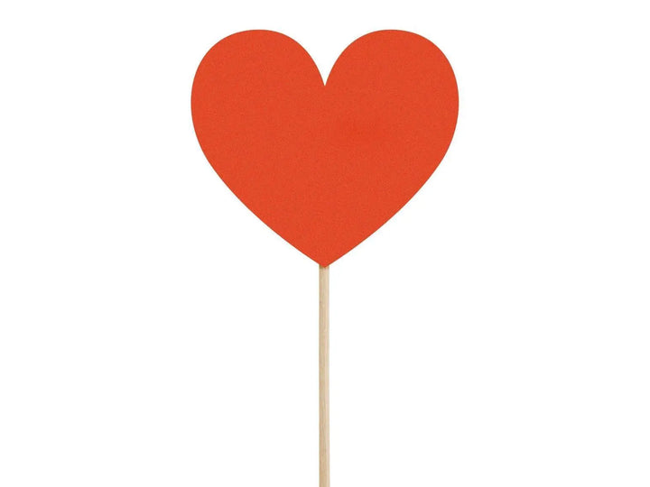 Red Heart Shaped Cake Toppers - Red Heart Cupcake Decorations - Valentine's Day Party - Valentines Decor - Hen Party Napkins - Pack of 6 - Jolie Fete UK
