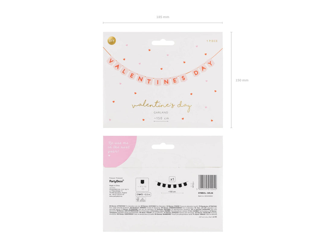 Valentines Day Banner - Red & Pink Valentine's Bunting - Valentine's Garland - Valentine's Day Party - Valentines Decorations - Jolie Fete UK