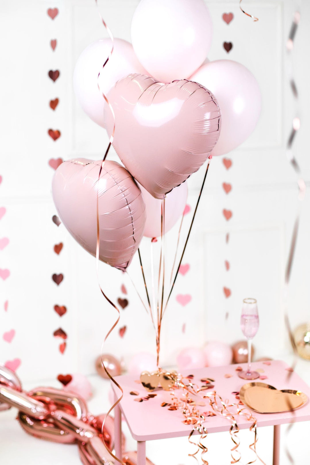 Rose Gold Balloon Weight - Rose Gold Hearts Balloon Weight - 120g - Jolie Fete UK
