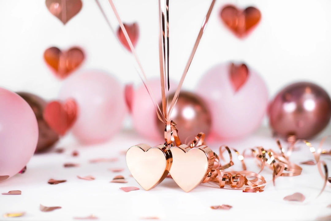 Rose Gold Balloon Weight - Rose Gold Hearts Balloon Weight - 120g - Jolie Fete UK