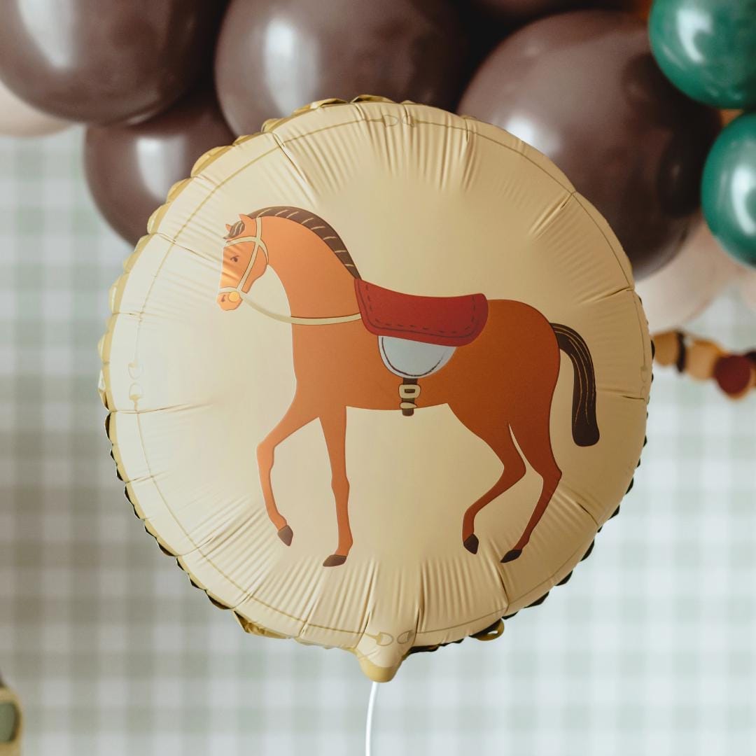 Horse Balloon - Round Cream Horse Foil Balloon - Horse Party - Birthday Party Decorations - Western Party Theme - Farm Party - Jolie Fete UK