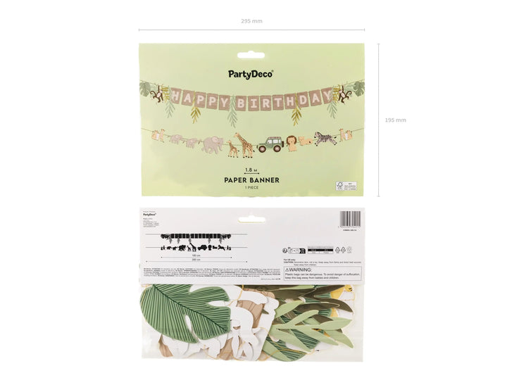 Safari Animal Banner - Happy Birthday Garland - Jungle Party Bunting - First Birthday Decor - Wild One Decoration - Kids Birthday Party - Jolie Fete UK