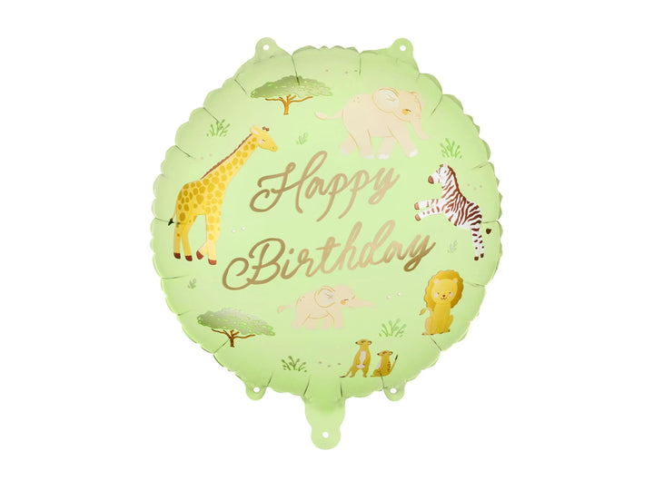 Safari Animal Happy Birthday Balloon - Jungle Theme Foil Balloon - Kids Birthday Balloons - Wild One Party - Giraffe, Zebra, Lion, Elephant - Jolie Fete UK