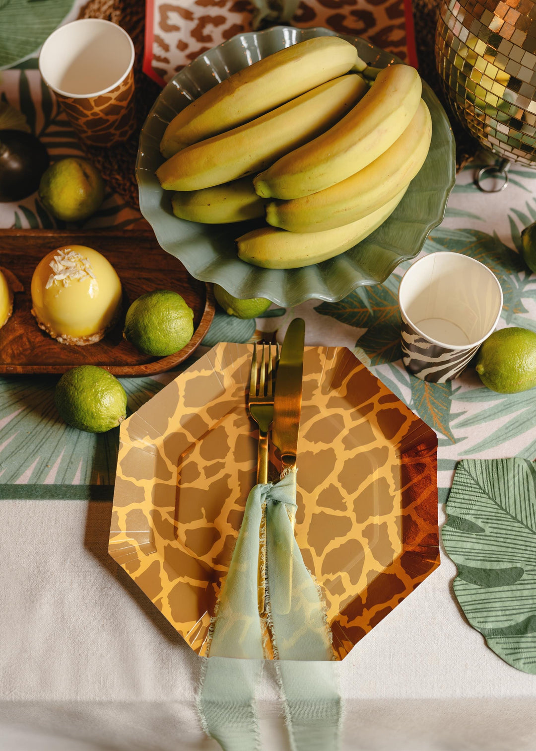 Safari Animal Print Paper Plates - Jungle Theme Birthday Tableware - Zebra Leopard, Giraffe Octagonal Plates - Wild One Decor - Pack Of 8 - Jolie Fete UK