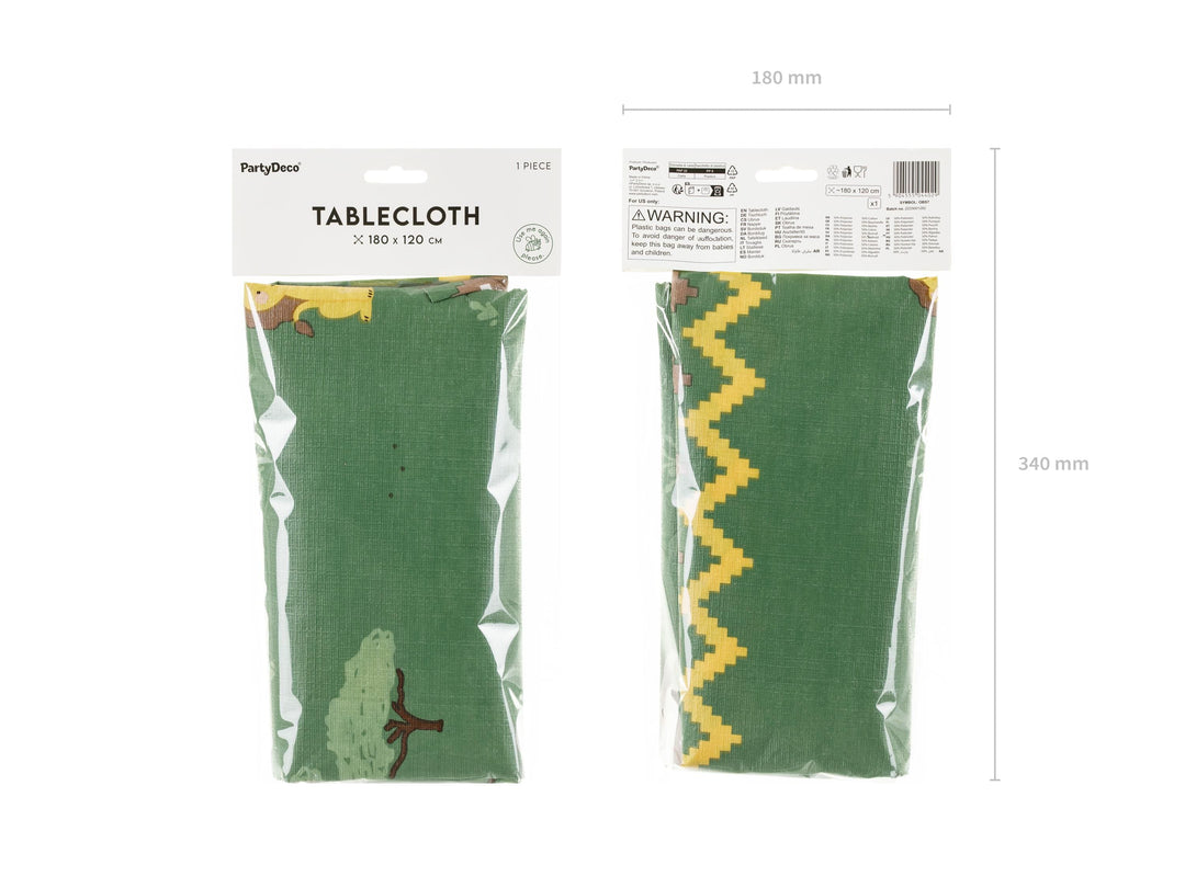 Safari Tablecloth - Kids Jungle Table Cover - Green Poly Cotton Tablecloth - First Birthday Party - Wild One Decor - Jolie Fete UK