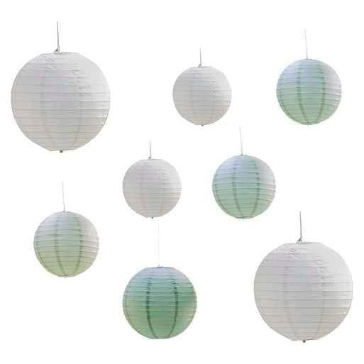 Sage White Paper Lantern Hanging Decorations - Wedding Decorations - Rustic Wedding Decorations - Paper Lantern Decorations - Pack Of 8 - Jolie Fete UK
