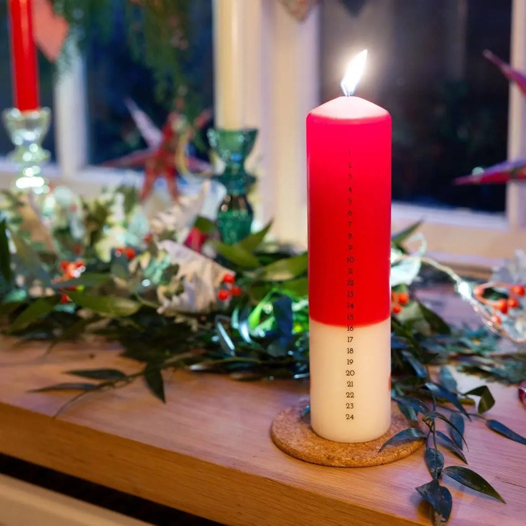 Christmas Advent Candle - Alternative Advent Calendar - Santa Pillar Candle - Christmas Decorations - Christmas Gift - Jolie Fete UK