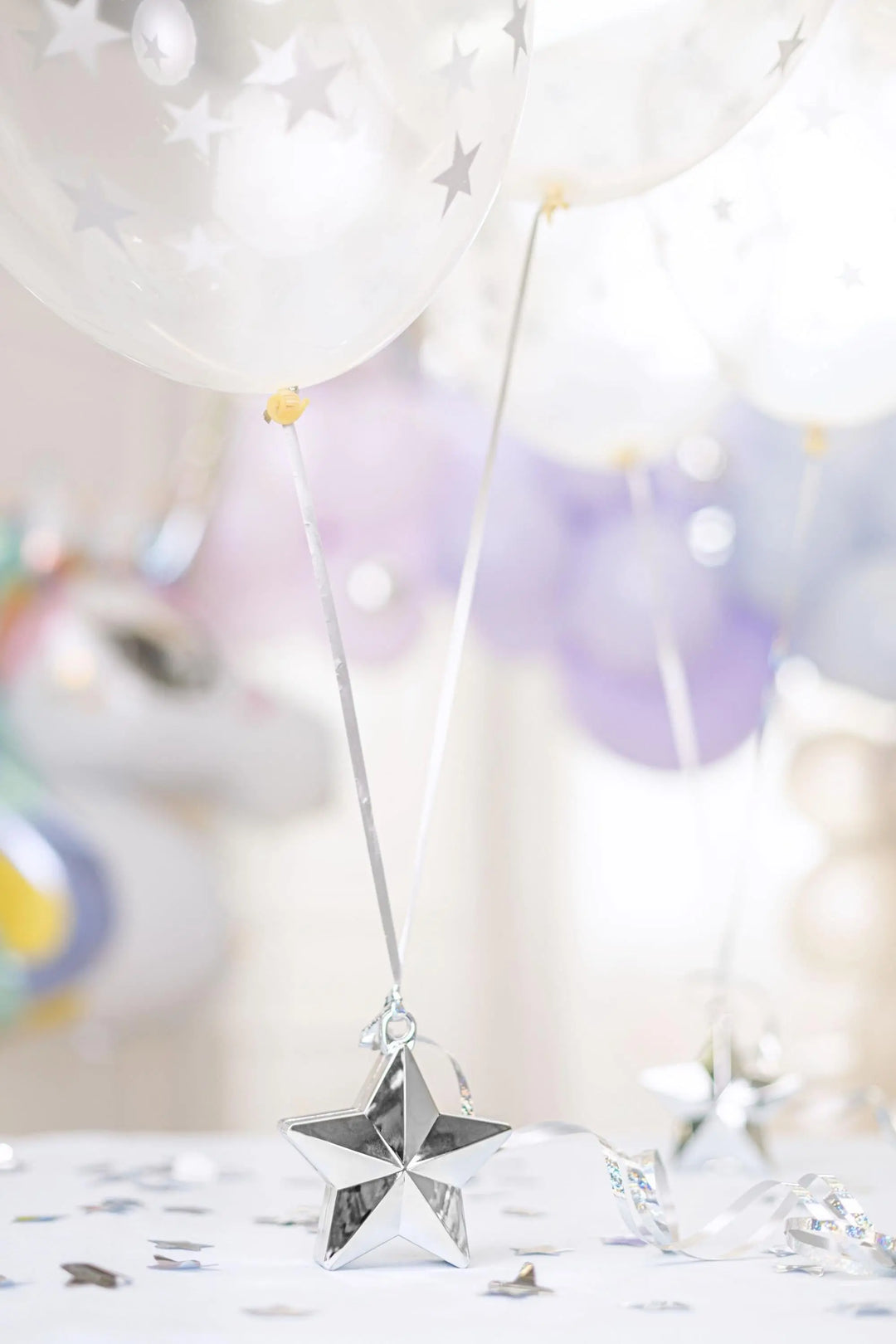 Silver Balloon Weight - Silver Star Metallic Balloon Weight - 160g - Jolie Fete UK