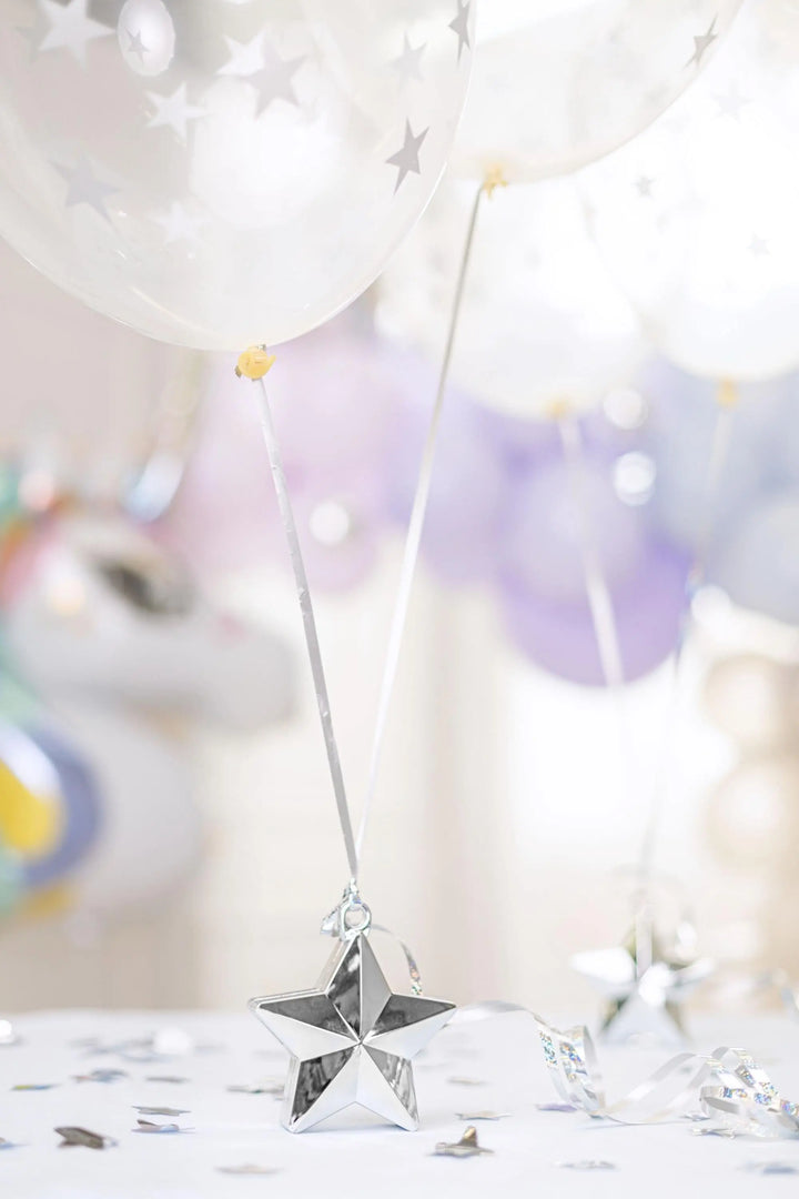 Silver Balloon Weight - Silver Star Metallic Balloon Weight - 160g - Jolie Fete UK