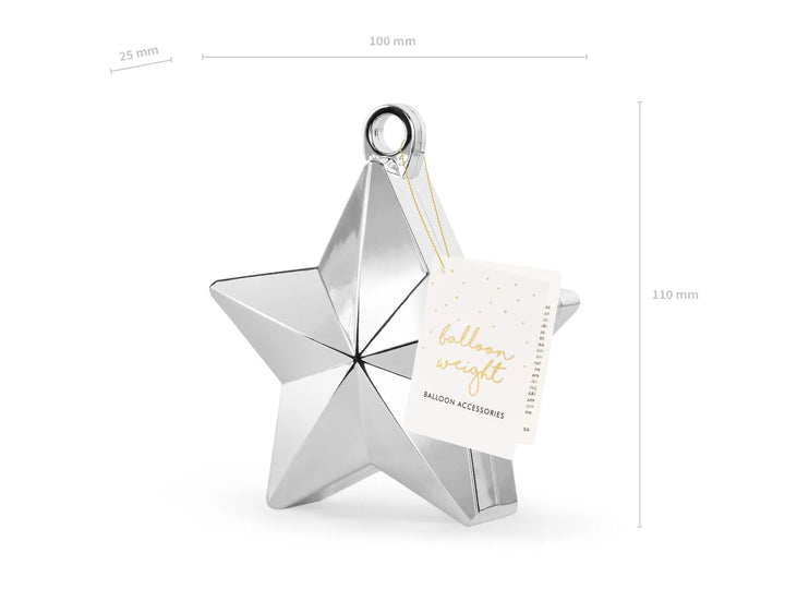 Silver Balloon Weight - Silver Star Metallic Balloon Weight - 160g - Jolie Fete UK